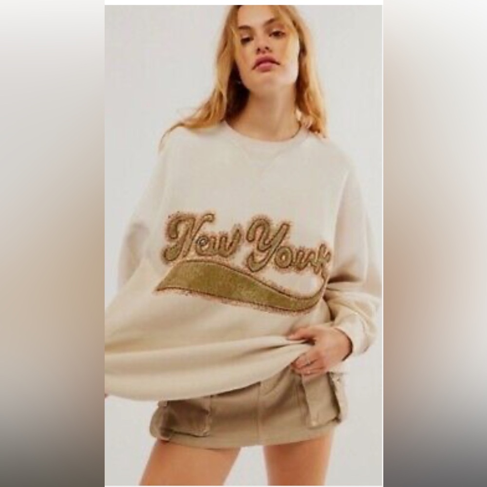 Free People sequin New York sweatshirt net